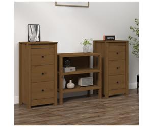 Sideboards 2-piece Solid Pine Wood Honey Brown 40x35x80cm Compact Storage Set