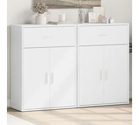 Sideboards 2-piece White Engineered Wood 60x30x84cm Slim Storage Cabinet Set UK
