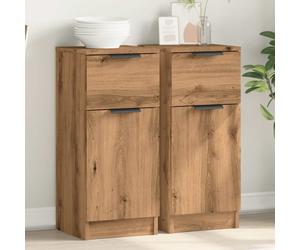 Sideboards 2pc Artisan Oak Engineered Wood 30x30x70 cm Compact Storage Unit Set