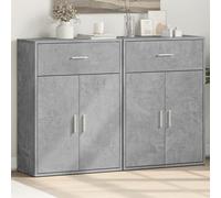 Sideboards 2pc Concrete Grey Engineered Wood 60x30x84 cm Slim Storage Unit doors