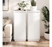 Sideboards 2pc Solid Pinewood White 31.5x34x75 cm Compact Wooden Storage Cabinet