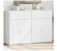 Sideboards 2pc White Engineered Wood 60x30x84 cm Slim Storage Cabinet - Modern