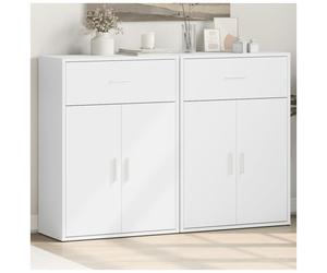 Sideboards 2pc White Engineered Wood 60x30x84 cm Slim Storage Cabinet - Modern