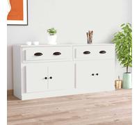 Sideboards 2pc White Engineered Wood 70x35.5x67.5cm Classic Storage Cabinets Set