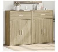 Sideboards 2pcs Sonoma Oak 60x30x84cm Engineered Wood White Storage Cabinet Slim