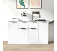 Sideboards 2pcs White Engineered Wood 60x30x70cm Modern Storage Cabinets 2-Piece
