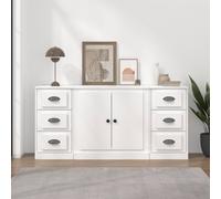 Sideboards 3 pcs White Engineered Wood Berkfield Home White One Size