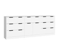 vidaXL 3-Piece White Engineered Wood Sideboards - Modern Storage Cabinets for Home Organiser
