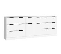 vidaXL 3-Piece White Engineered Wood Sideboards - Modern Storage Cabinets for Home Organiser