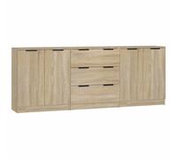 (sonoma oak) vidaXL Sideboards 3 Piece Storage Rack Organiser Highboard Engineered Wood