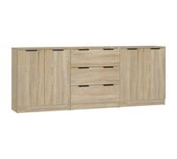 Sideboards 3 Piece Storage Rack Organiser Highboard Engineered Wood vidaXL