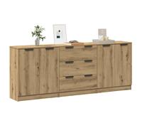 Sideboards 3 Piece Storage Rack Organiser Highboard Engineered Wood vidaXL