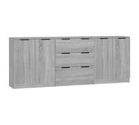 (grey sonama) vidaXL Sideboards 3 Piece Engineered Wood Storage Rack Organiser Multi Colours