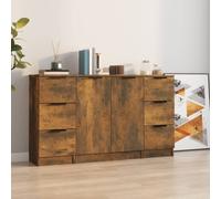 Sideboards 3pc Smoked Oak Engineered Wood 2x30x30x70cm+1x60x30x70cm Compact Set