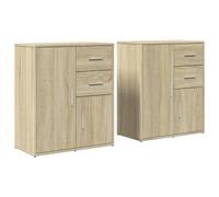 vidaXL Sideboards Cupboard Cabinet Highboard 2 pcs Smoked Oak Engineered Wood