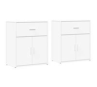 vidaXL Sideboards Cupboard Side Cabinet Highboard 2 pcs White Engineered Wood