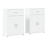 Sideboards 2pc White Engineered Wood 60x30x84 cm Slim Storage Cabinet - Modern