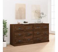 Sideboards Cupboard Storage Cabinet Highboard 2 pcs with 12 Drawers vidaXL