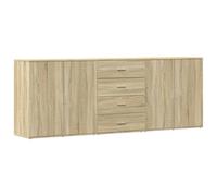 vidaXL Sideboard Set - 3-piece White Engineered Wood Storage Cabinets 2x79x38x80 & 1x60x39x80cm