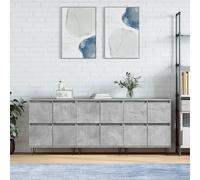 Sideboards Set of 3 Concrete Grey 180x35x70cm Engineered Wood Metal Modern Slim