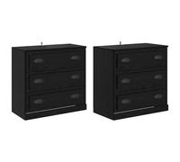 vidaXL 3 Drawer Old Wood Modern Sideboard Set of 2 - Size: 67.5 x 70 x 35.5cm - Brown - Wilko