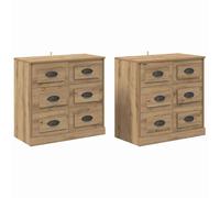vidaXL Sideboards 2 pcs High Gloss White Engineered Wood UK NEW