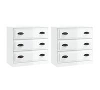 vidaXL Sideboards 2 pcs High Gloss White Engineered Wood UK NEW