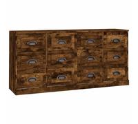 (smoked oak) vidaXL Sideboards Storage Cabinet Cupboard Highboard 2 pcs Engineered Wood