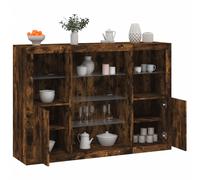 Sideboards with LED Lights 3 pcs Smoked Oak Engineered Wood Berkfield Home Brown One Size