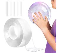 Sided Tape, Reusable Plastic Bubble Balloons, Super Elastic Bubbles with 5 Straws, 90s Nostalgia Fun Toy, Transparent Adhesive for Home & Office