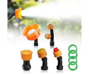 SideKing 5pcs Spray Nozzles Set, Interchangeable Nozzle Heads with 4 Leak-Proof O-Rings, Garden Sprayer Spare Parts for Knapsack Sprayer, Pressure Pump, Greenhouse Watering & Lawn Care
