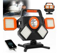 SideKing Rechargeable Work Light 5000LM, LED Work Light 8000mAh with 6 Light Modes, Rotating & Foldable, Magnetic Work Light with Power Bank, IP65 Waterproof Portable Light for Car Repair, Garage, DIY