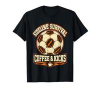 Sideline Survival Coffee & Kicks Retro Varsity Soccer Ball T-Shirt