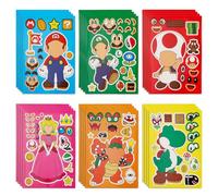 Sidesea DIY Make a Face Stickers, 24PCS Super Stickers Art Craft Make Your Own Stickers Mario Face Stickers for Birthday Party Supplies Party Favors Stickers Gift Set Crafts Make Your Own for Kids