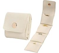 Sidetheroad Mini Travel Jewelry Bag, Portable Foldable Mini Travel Jewelry Roll Bag with Buckle for Earrings Rings Necklaces (Beige)