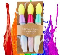 Sidewalk Chalk Paint Brushes for Kids, 3pcs Giant Pavement Chalks, Washable Children Chalk Paint Art Toy Set, Add Water to The Brush and Use Washable, Easy to Clean, for Street Art (color)