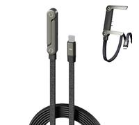 Sideways Phone Charger, 2-in-1 Invisible Holder Charger Cable, 240w Fast Charging Cord with Built-In Phone Stand for Smartphones Tablets (C-C)