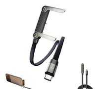 Sideways Phone Charger, 2-in-1 Invisible Holder Charger Cable, 240W Super Fast Charging with Stand, Built-in Phone Support Fast Charging Cord for Gaming Office Travel (1pcs,C-C)