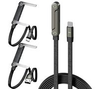 Sideways Phone Charger, 2-in-1 Invisible Holder Charger Cable-65W/240W Fast Charging Cord with Built-In Phone Stand, T-Shaped Foldable Durable Type C with 360 Adjustable Stands (Type C-C)