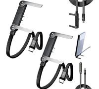 Sideways Phone Charger, 2 in 1 Invisible Stand Charging Cable, 240W Multi Charger Cord with Type C Multi Angle Adjustable Stand for Smartphones Tablets Laptops and Gaming Devices (2 Pcs, 3.29ft/1.0m)