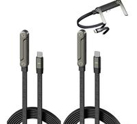 Sideways Phone Charger, 240W Fast Charging, 2-in-1 Usb C Invisible Holder Charger, 1.5m/4.9ft Length Cable With Built-in Phone Stand For Smartphones Tablets(2pcs 240W C-C)