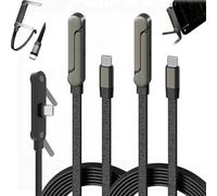 Sideways Phone Charger,240w Fast Charging Cord with Built-In Phone Stand - 2-In-1 Invisible Holder Charger Cable,for Smartphones,Tablets,Laptops (2PC)