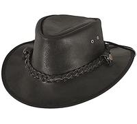 SideWinder Austrailian Genuine Leather Western Style Cowboy Hat Wide Brim Real Water Resistant Outback Vintage, Black, XXL