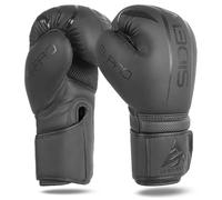 Sidewinder Boxing Gloves for Men & Women, Boxing Training Gloves, Kickboxing Gloves, Sparring Punching Gloves, Matte Leather Heavy Bag Workout Gloves for Boxing, Kickboxing, Muay Thai, MMA | Black