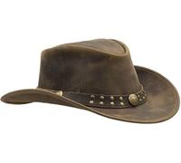 Sidewinder Cowboy Hat Durable Jungle Grain Leather Unisex Adult for Men Shapeable Outback Western Style Wide Brim Coffee