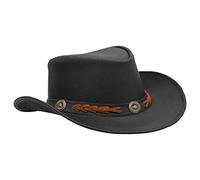 SideWinder Shapeable Outback hat Western Style Leather Cowboy hat for Men and Women Wide Brim Vintage Old Style Black