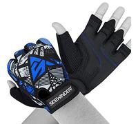 Sidewinder Weightlifting & Cycling Gloves, Unisex Adults, Black/Blue, Breathable, Anti-Slip, Shock-Absorbing, Half-Finger, Gym Training & Cycling