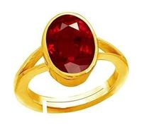 SIDHGEMS 11.25 Ratti 10.50 Carat Quality Natural Burma Ruby Manik Unheated Untreated Gemstone Gold Ring for Men and Women (GGTL Lab Certified), Gold Plated, Ruby, Gold Plated, Ruby