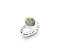 SIDHGEMS - 14.25 Ratti/13.75 Carat Natural A Certified Natural Australian White Opal Quality Loose Gemstone Ring for Men Women Gold Plated, Gold Plated, Opal