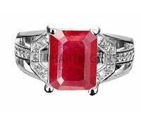 SIDHGEMS Natural Certified 15.25 Ratti 14.25 Carat Ruby/Manik Panchdhatu Silver Plated Birthstone/Rashi Ratan Adjustable Ring for Men and Women (Red) Metal Ruby Metal Ruby